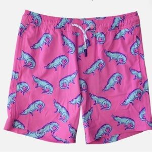 Pink crocodile Print Swim Shorts Members Mark